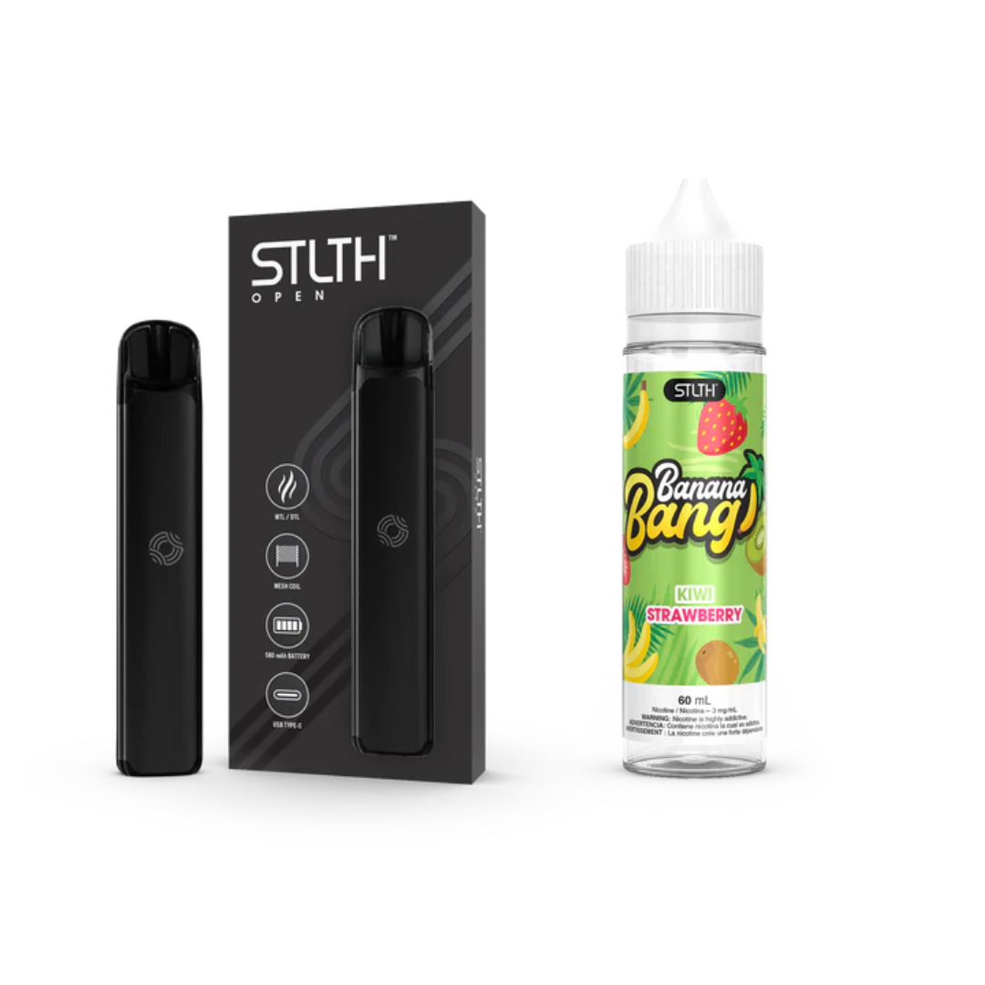 KIT STLTH VAPE OPEN + E-LIQUID BANANA BANG