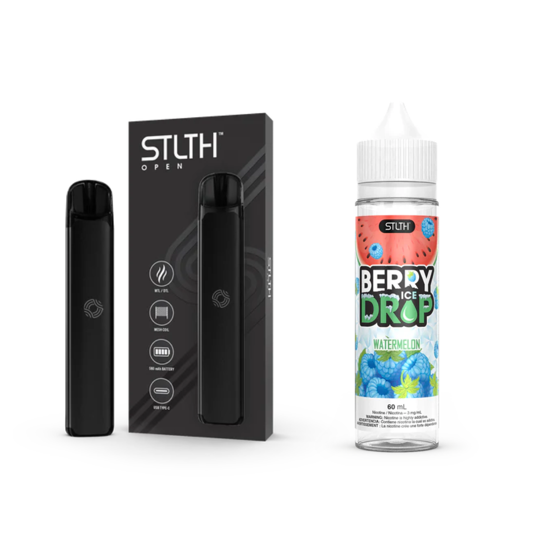 KIT STLTH VAPE OPEN + E-LIQUID BERRY DROP ICE